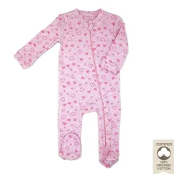 Rose Textiles - 100% Orgânico Heather Heart Sleeper, Rosa