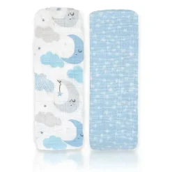 Rose Textiles - 2 pacotes de cobertores de musselina, azul doce sonho