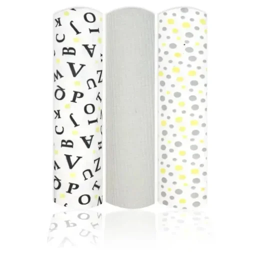 Rose Textiles - 3 Pk Knit Swaddles, Grey Abc's