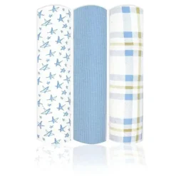 Rose Textiles - 3 Swaddles de malha Pk, xadrez azul