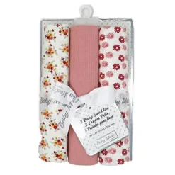 Rose Textiles - 3 Swaddles de malha Pk, margaridas rosa