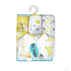 Rose Textiles - 3 Toalhas com Capuz com 5 Toalhas de Rosto, Elefante Amarelo e Balões