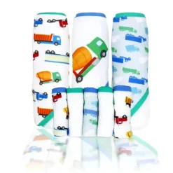 Rose Textiles - 3 Toalhas com Capuz C/ 5 Toalhas de Rosto:, Green Trucks