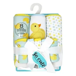 Rose Textiles - 3 toalhas com capuz com 5 toalhas de rosto, Aqua Duckies