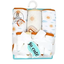 Rose Textiles - 3 toalhas com capuz com 5 toalhas de rosto, arco-íris de pêssego