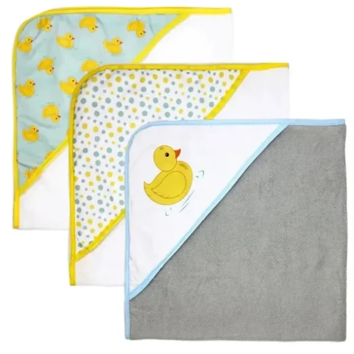 Rose Textiles - 3 toalhas com capuz com 5 toalhas de rosto, Aqua Duckies