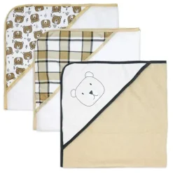 Rose Textiles - 3 Toalhas com Capuz C/ 5 Toalhas de Rosto, Urso