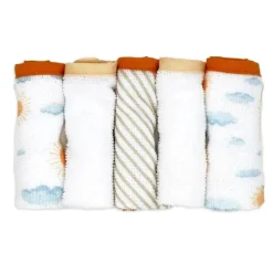 Rose Textiles - 3 toalhas com capuz com 5 toalhas de rosto, arco-íris de pêssego