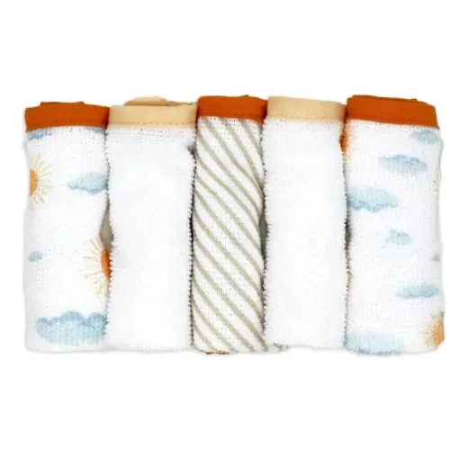 Rose Textiles - 3 toalhas com capuz com 5 toalhas de rosto, arco-íris de pêssego