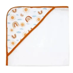 Rose Textiles - 3 toalhas com capuz com 5 toalhas de rosto, arco-íris de pêssego