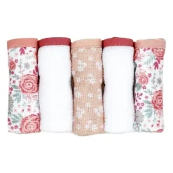 Rose Textiles - 3 Toalhas com Capuz com 5 Toalhas de Rosto, Buquê Rosa