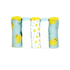 Rose Textiles - 3 toalhas com capuz com 5 toalhas de rosto, Aqua Duckies