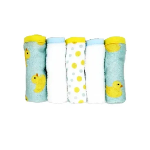 Rose Textiles - 3 toalhas com capuz com 5 toalhas de rosto, Aqua Duckies