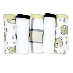 Rose Textiles - 3 Toalhas com Capuz C/ 5 Toalhas de Rosto, Urso
