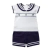Rose Textiles - Baby Boys Short Set, Navy Nautical