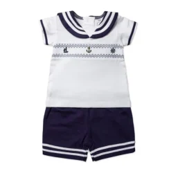 Rose Textiles - Baby Boys Short Set, Navy Nautical