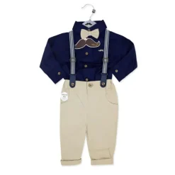 Rose Textiles - Baby Boys Suspender Bowtie Set, Navy