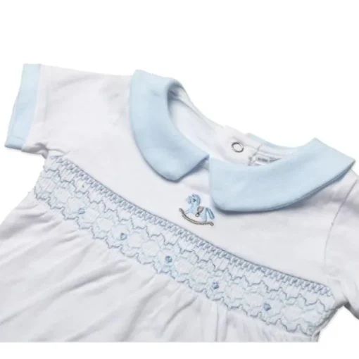 Rose Textiles - Baby Boys Short Set, Blue Rocking Horse