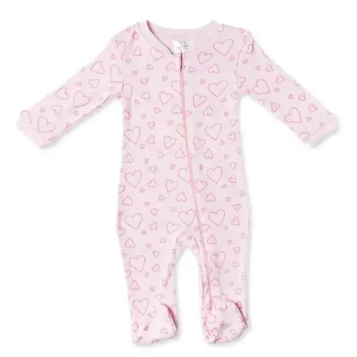 Rose Textiles - Baby Girl Heather Sleeper, Coração