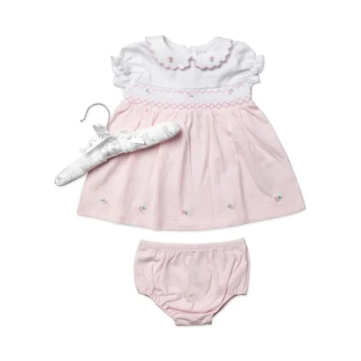 Rose Textiles - Baby Girls Dress Set, Pink Floral