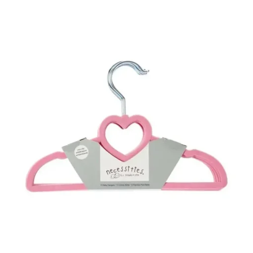 Rose Textiles - Baby Velvet Hangers - Pink Heart 10 unidades