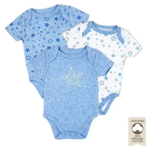 Rose Textiles - Body 100% Orgânico 3 Pk, Azul