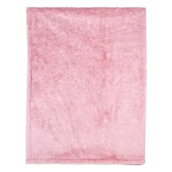 Rose Textiles - Cobertor de pelúcia prensado, damasco rosa