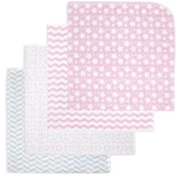 Rose Textiles - Cobertor de recebimento 4Pk Estrelas rosa