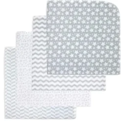 Rose Textiles - Cobertor de recebimento 4Pk Estrelas cinza