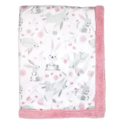 Rose Textiles - Cobertor de vison de 2 camadas, coelho rosa