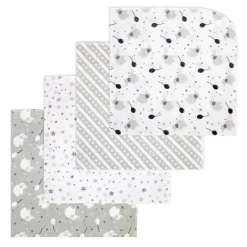 Rose Textiles - Cobertor de recebimento de 4 unidades, elefante cinza e balão