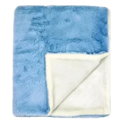 Rose Textiles - Cobertor de pelúcia de pele sintética de 2 camadas, azul