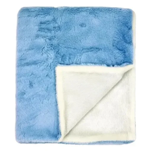 Rose Textiles - Cobertor de pelúcia de pele sintética de 2 camadas, azul