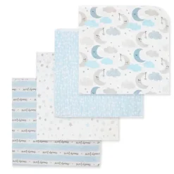 Rose Textiles - Cobertor de recepção de 4 unidades, Blue Sweet Dreams