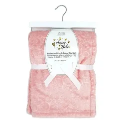 Rose Textiles - Cobertor de pelúcia prensado, damasco rosa