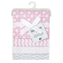 Rose Textiles - Cobertor de recebimento 4Pk Estrelas rosa