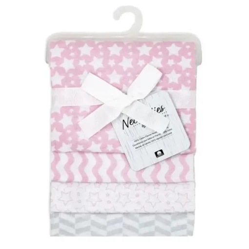 Rose Textiles - Cobertor de recebimento 4Pk Estrelas rosa