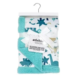 Rose Textiles - Cobertor de vison de 2 camadas, Teal Dino