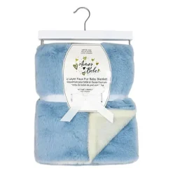 Rose Textiles - Cobertor de pelúcia de pele sintética de 2 camadas, azul