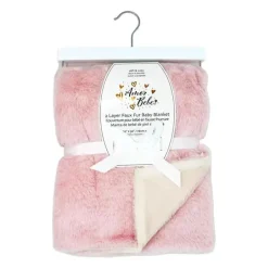 Rose Textiles - Cobertor de pelúcia de pele sintética de 2 camadas, rosa