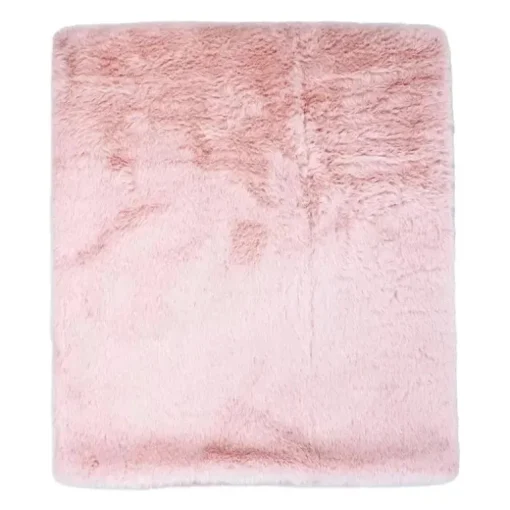 Rose Textiles - Cobertor de pelúcia de pele sintética de 2 camadas, rosa