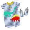 Rose Textiles - conjunto de macacão e sapato 2pk para bebê menino, dinossauro