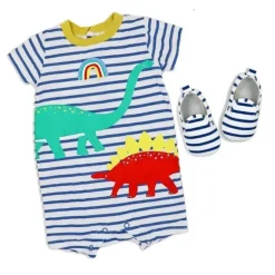 Rose Textiles - conjunto de macacão e sapato 2pk para bebê menino, dinossauro