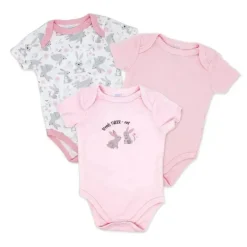 Rose Textiles - Conjunto de body feminino com 3 unidades, coelhinhos