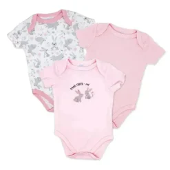 Rose Textiles - Conjunto de body feminino com 3 unidades, coelhinhos