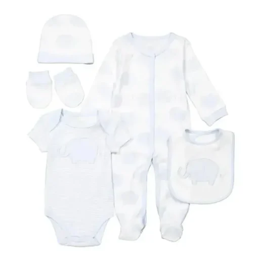 Rose Textiles - Conjunto de 5 unidades de elefante azul para bebês meninos