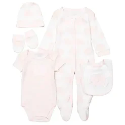 Rose Textiles - Conjunto de 5 unidades de elefante rosa para bebê menina