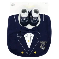 Rose Textiles - Conjunto de babador e meia para bebês, capitão