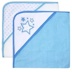 Rose Textiles - Conjunto de 2 toalhas com capuz, estrelas azuis