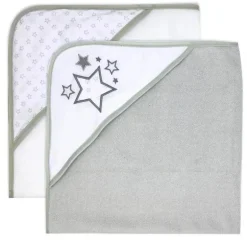 Rose Textiles - Conjunto de 2 toalhas com capuz, estrelas cinza